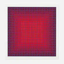Compounded Red by Julian Stanczak, 1980, screenprint in colors, sold Nov 2022