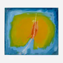 Yellow on Blue by Rex Ashlock, 1963, gouache on paper, sold Nov 2022