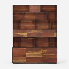 Tyler Hays, Lake hutch, c. 2015, Claro walnut, lacquered wood, ebony, patinated brass