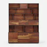 Tyler Hays, Lake hutch, c. 2015, Claro walnut, lacquered wood, ebony, patinated brass