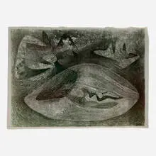 Untitled (Monotype) by Harry Bertoia, c. 1955, monoprint on rice paper, sold Nov 2022
