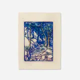 Frances Gearhart, Spring Comes in Ermine, c. 1920, linocut in colors
