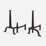 Spiked andirons model 237, pair by Gustav Stickley, c. 1905, wrought iron, sold Mar 2023