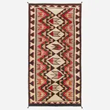 Rug, Four Corners region by Emmi Whitehorse, c. 1930, hand-woven wool, sold Mar 2023