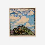 Frances Gearhart, Flying Clouds, woodcut in colors
