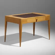 Émile-Jacques Ruhlmann, Desk from Cité Universitaire, Paris, c. 1932, oak, leather, glass