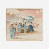 Bertha Lum, Lung Fu Sou (Chinese Curio Market), 1924, woodcut in colors