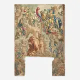 Flemish, Tapestry section with angel, putti and bountiful garden, hand-knotted wool and cotton