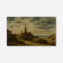 Gustave Mascart, French Coastal Village, oil on canvas