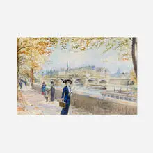 Georges Stein, By the Banks of the Seine, watercolor on paper