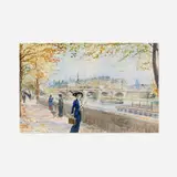 Georges Stein, By the Banks of the Seine, watercolor on paper