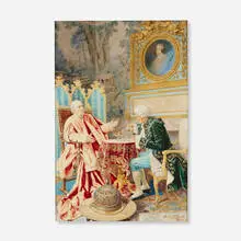 Giuseppe Guidi, Cardinal and Gentleman in an Interior, watercolor on paper