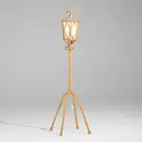 attribution Adrian Audoux and Frida Minet, Floor lamp, c. 1960, sisal rope over metal, vellum shade