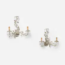 Maison Baguès, Double sconces with bird on branch, pair