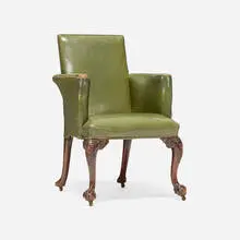 George III, Armchair, leather, mahogany, brass
