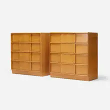 Sculptura cabinets, pair by Heywood-Wakefield, c. 1955, maple, sold Jan 2017