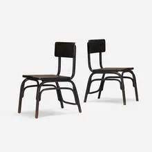 Ferdinand Kramer, chairs model B403, pair, 1927, steam bent and lacquered beech