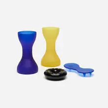 Marc Newson, collection of four table top accessories, 1990/1991, frosted glass, glass