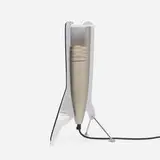 Massimo Iosa Ghini, Faro table lamp, 1988, chrome-plated steel, aluminum, chrome-plated brass, frosted glass