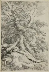 Untitled by Salvator Rosa, 1615-1673) Saint William of Maleval etching, sold Sep 2020