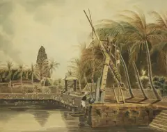 Anglo-Indian School, Untitled, a temple beyond watercolour 28 x 35cm