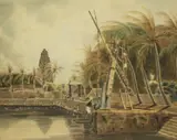 Anglo-Indian School, Untitled, a temple beyond watercolour 28 x 35cm