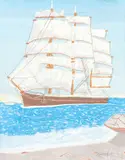 Gideon Cohen, Old Flying Cloud, casein and, pencil on artist's board