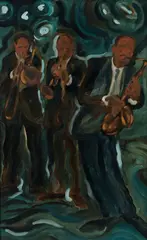 Jazzmen, Brass Section by Gregory Kiger, 1972, oil on board, offered Mar 2024