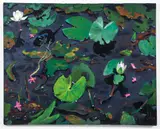 Charles Gibbons, (American/Pittsburgh, b. 1947), Flowering Lily Pads, 1990, oil on canvas