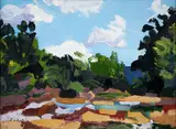 Charles Gibbons, (American/Pittsburgh, b. 1947), Summer Landscape, oil on canvas plein air