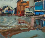 Barry Shields, Pittsburgh Parking Lot, gouache on paper