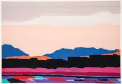 Joseph Grippi, Blue and Tan Landscape, 1988, screenprint on heavy wove paper