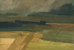 Abstracted Landscape by Gary Jurysta, 1965, oil on canvasboard, offered Mar 2024