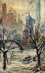 Theodora Kane, Central Park, New York, c.1950s or 1960s, oil on artist's board