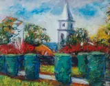 Adelaide LaFond, Autumn Church Steeple, circa 2000, color, pastel