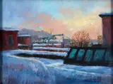 Adelaide LaFond, Nocturnal View from The Southside, pastel and oil stick on paper