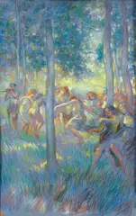 Forest Dancers, c.1940s by Vincent Nesbert, pastel on paper, offered Mar 2024