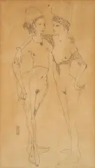 Mylo Quam, Two Fantastical Figures, 1973, graphite on paper
