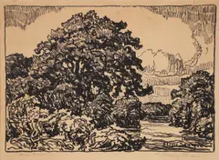 The Friendly Stream by Birger Sandzén, 1923, lithograph on laid paper, offered Mar 2024