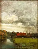 Gyula Háry, Landscape with Farmhouse, 1902, oil on panel