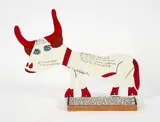 Howard Finster, Bullheaded and Stubborn, October 12, 1994, mixed media cutout sculpture. Painted and