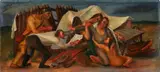 Frank Dininno, Settlers, 1941, oil on poster board
