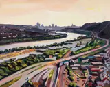 Stephen Hankin, Route 28 and the Allegheny River Towards Pittsburgh, PA, 2007, oil on canvas