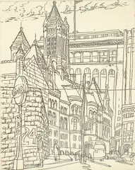 Courthouse, Pittsburgh by Henry Koerner, 1970, etching, offered Dec 2023