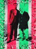 Paul Warhola, Andy and Me - Chicken Scratch, 1990, screenprint and acrylic on canvas