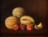 Austin C. Wooster, Still Life with Melons and Peaches on a Table, 1901, oil on canvas
