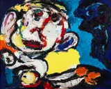 Woman with Ghost by Karel Christiaan Appel, 1966, oil on canvas, offered Dec 2023