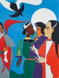 Romare Bearden, Sunday Morning at Avila, 1981, (Gelburd/Rosenberg GG#71), color, etching and aquatint