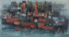 Richard Billmeier, Abstracted Harbour, 1959, oil on canvas