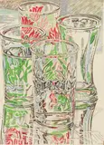 Janet Fish, Four Glasses, 1976, lithograph printed in colors